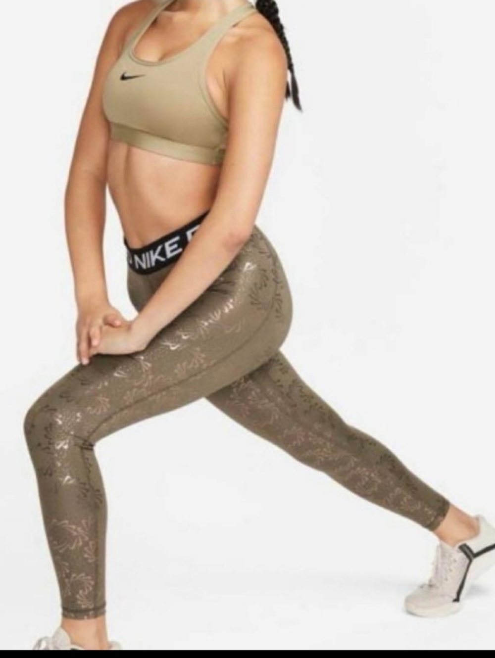 Nike  Pro Women's Olive Green Printed Leggins Sz S